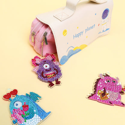 Monsters Diamond Art Keychain Kit | Set of 15 Charms for Kids & Teens - Niksstuff