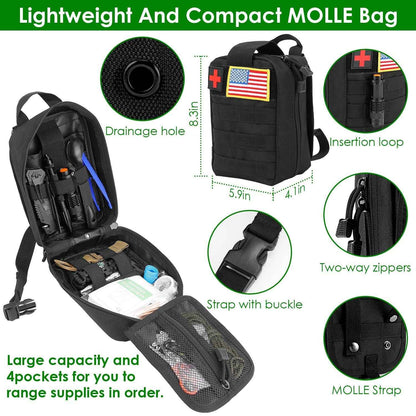 47-Piece Emergency Survival Kit – EDC Gear, First Aid Supplies & Survival Tools | Compact Pouch | Hiking & Camping