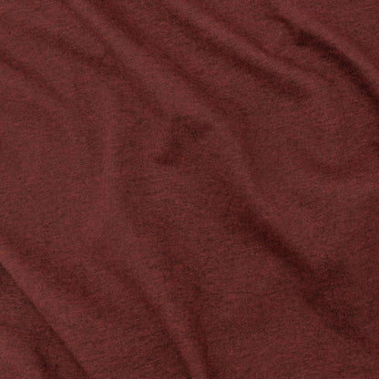 Crimson heathered T-shirt fabric close-up