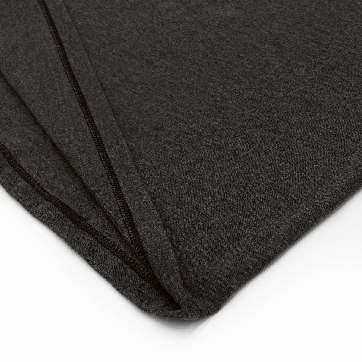 Gray short-sleeve T-shirt side seam with stitched fabric detail