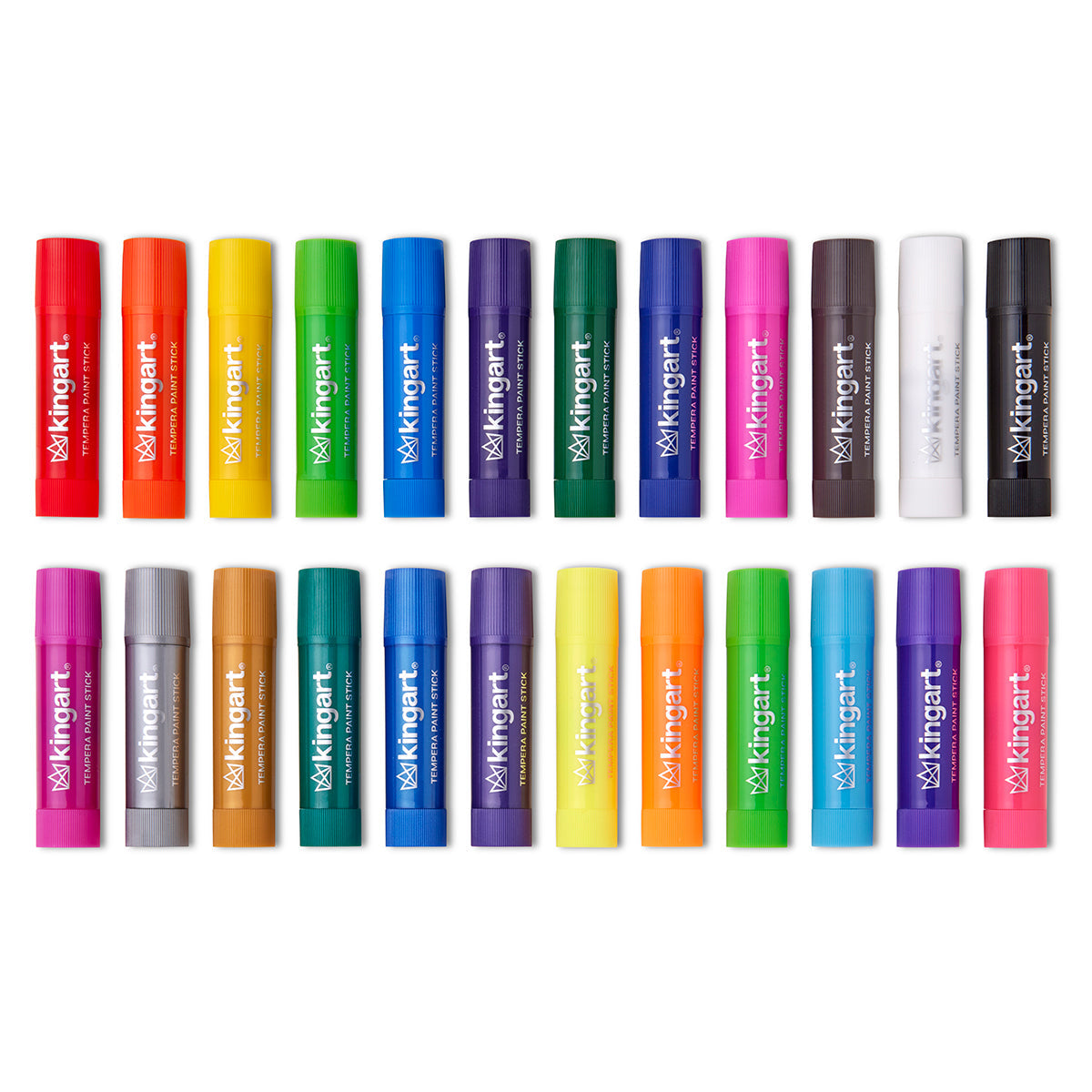 KINGART Tempera Paint Sticks - 24-Color Set, Washable & Mess-Free
