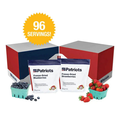 Freeze-Dried Berry Superpack - 96 Servings Strawberries & Blueberries