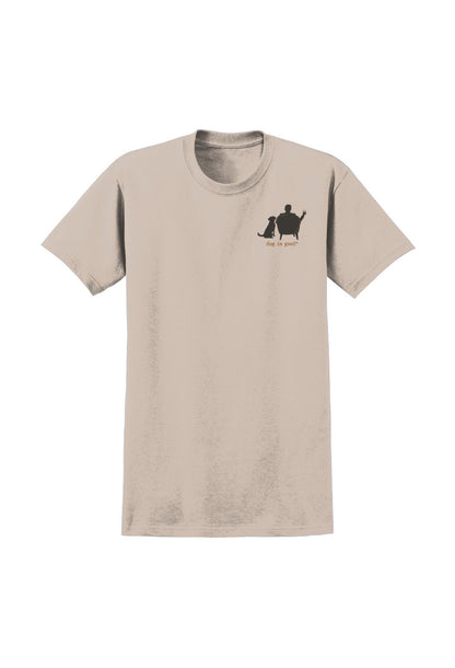 Dog is Good — Conversation Not Required T-Shirt | Tan | Front & Back Graphic | 100% Cotton | S–3XL