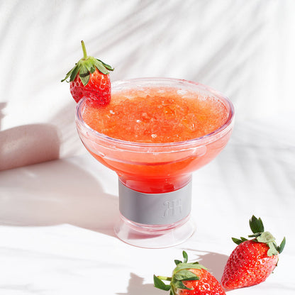 Khen Barcelona Frozen Margarita & Cocktail Chiller Glasses | Set of 2 | 12oz | Double-Wall | Acrylic - Niksstuff