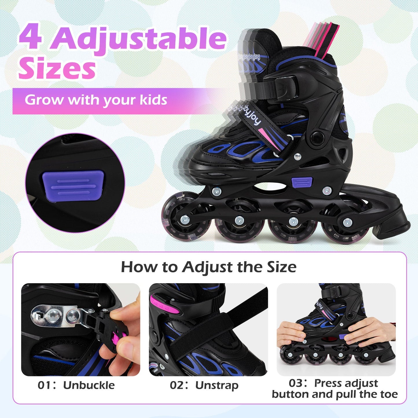 Adjustable Kids' Inline Skates | Ages 5-14 | Boys & Girls - Niksstuff