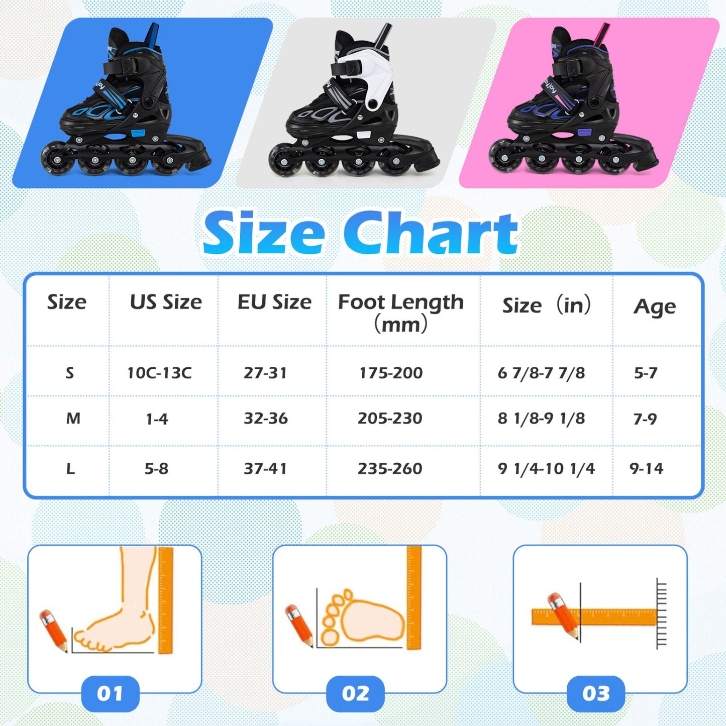 Adjustable Kids' Inline Skates | Ages 5-14 | Boys & Girls - Niksstuff