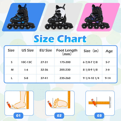 Adjustable Kids' Inline Skates | Ages 5-14 | Boys & Girls - Niksstuff