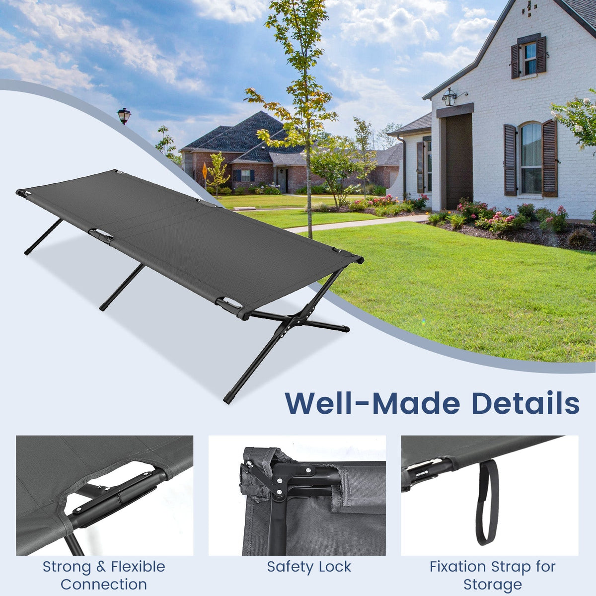 Folding Camping Cot for Adults and Kids with Carry Bag