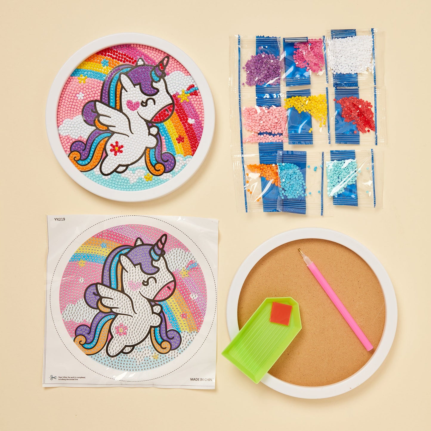 Diamond Art Kit for Kids | 5 Designs – Dino, Dog, Mermaid & Unicorn - Niksstuff
