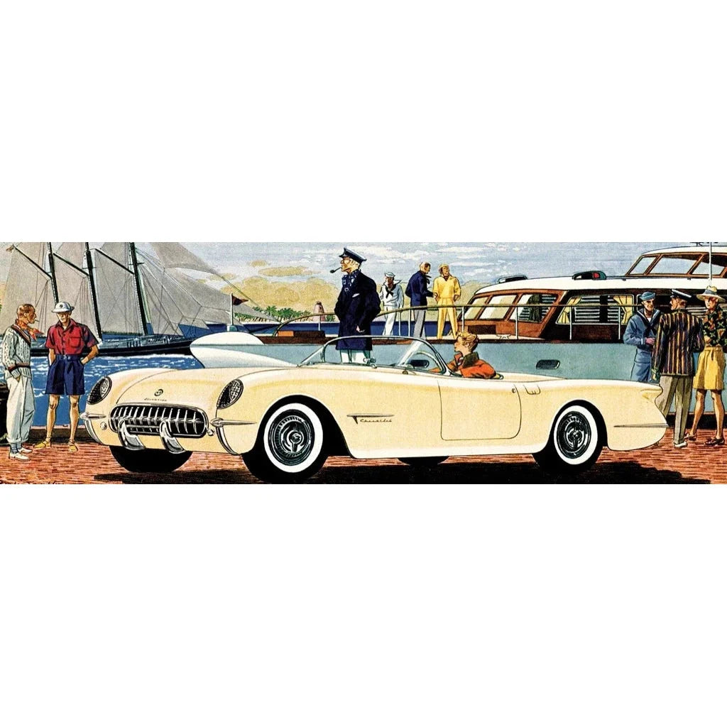 America's Sports Car 1953 Corvette Panoramic Jigsaw Puzzle | 750 Pieces | 36"x12" | Made in USA - Niksstuff