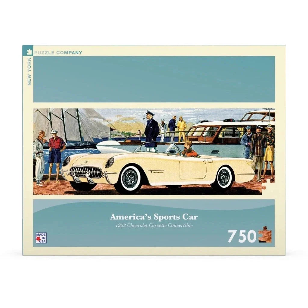 America's Sports Car 1953 Corvette Panoramic Jigsaw Puzzle | 750 Pieces | 36"x12" | Made in USA - Niksstuff