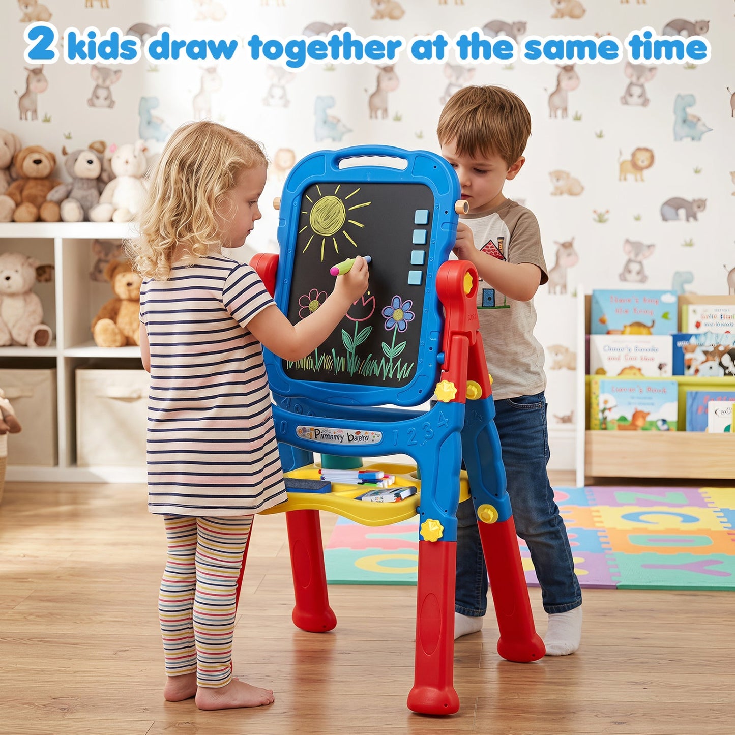 Kids Art Easel with Adjustable Height & 22 Accessories | 4-in-1 | Ages 3+
