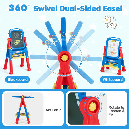 Kids Art Easel with Adjustable Height & 22 Accessories | 4-in-1 | Ages 3+