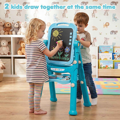 Kids Art Easel with Adjustable Height & 22 Accessories | 4-in-1 | Ages 3+