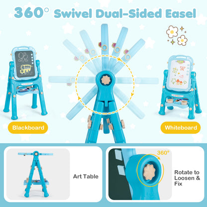 Kids Art Easel with Adjustable Height & 22 Accessories | 4-in-1 | Ages 3+