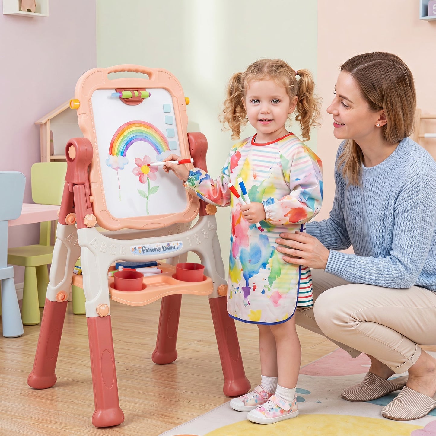 Kids Art Easel with Adjustable Height & 22 Accessories | 4-in-1 | Ages 3+