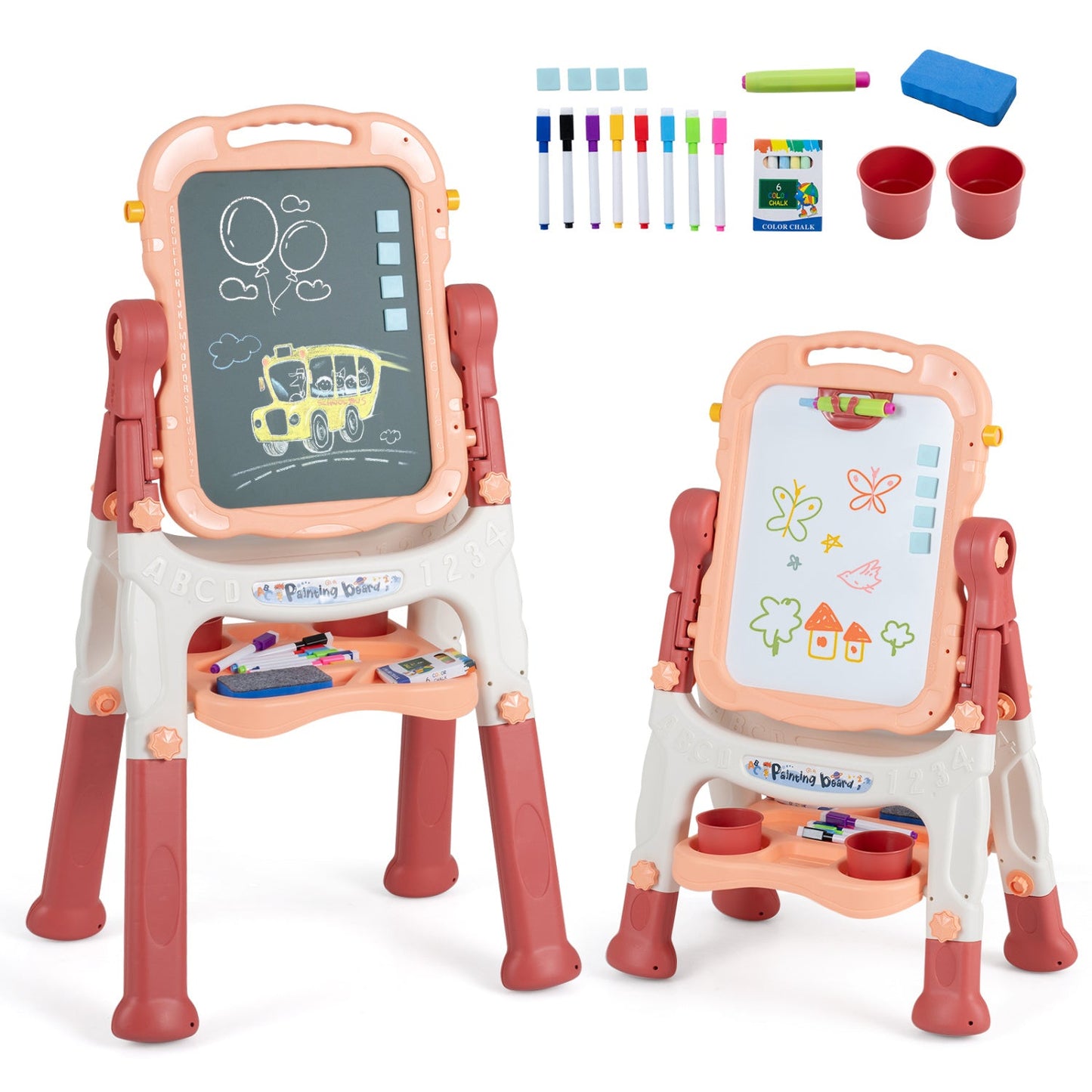 Kids Art Easel with Adjustable Height & 22 Accessories | 4-in-1 | Ages 3+
