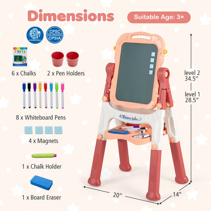 Kids Art Easel with Adjustable Height & 22 Accessories | 4-in-1 | Ages 3+