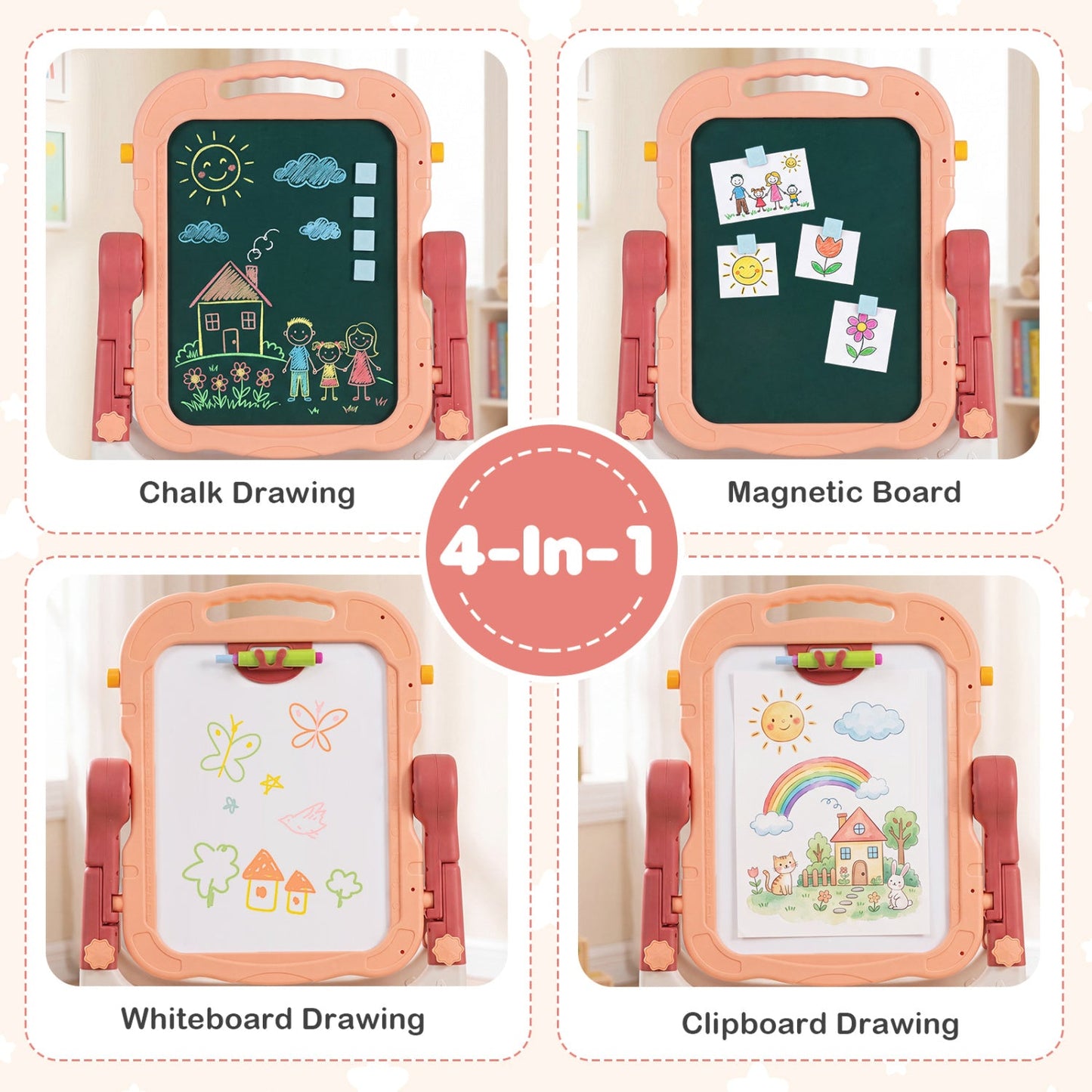 Kids Art Easel with Adjustable Height & 22 Accessories | 4-in-1 | Ages 3+