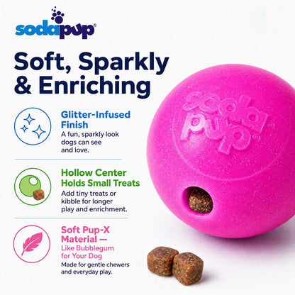 SodaPup Glitter Ball Dog Toy 2-Pack - 2.5" Floating Treat Dispenser