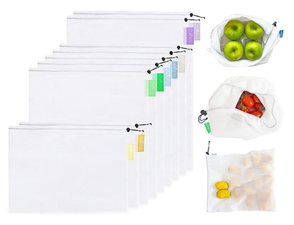 purifyou Reusable Mesh Produce Bags - BPA-Free Storage Set