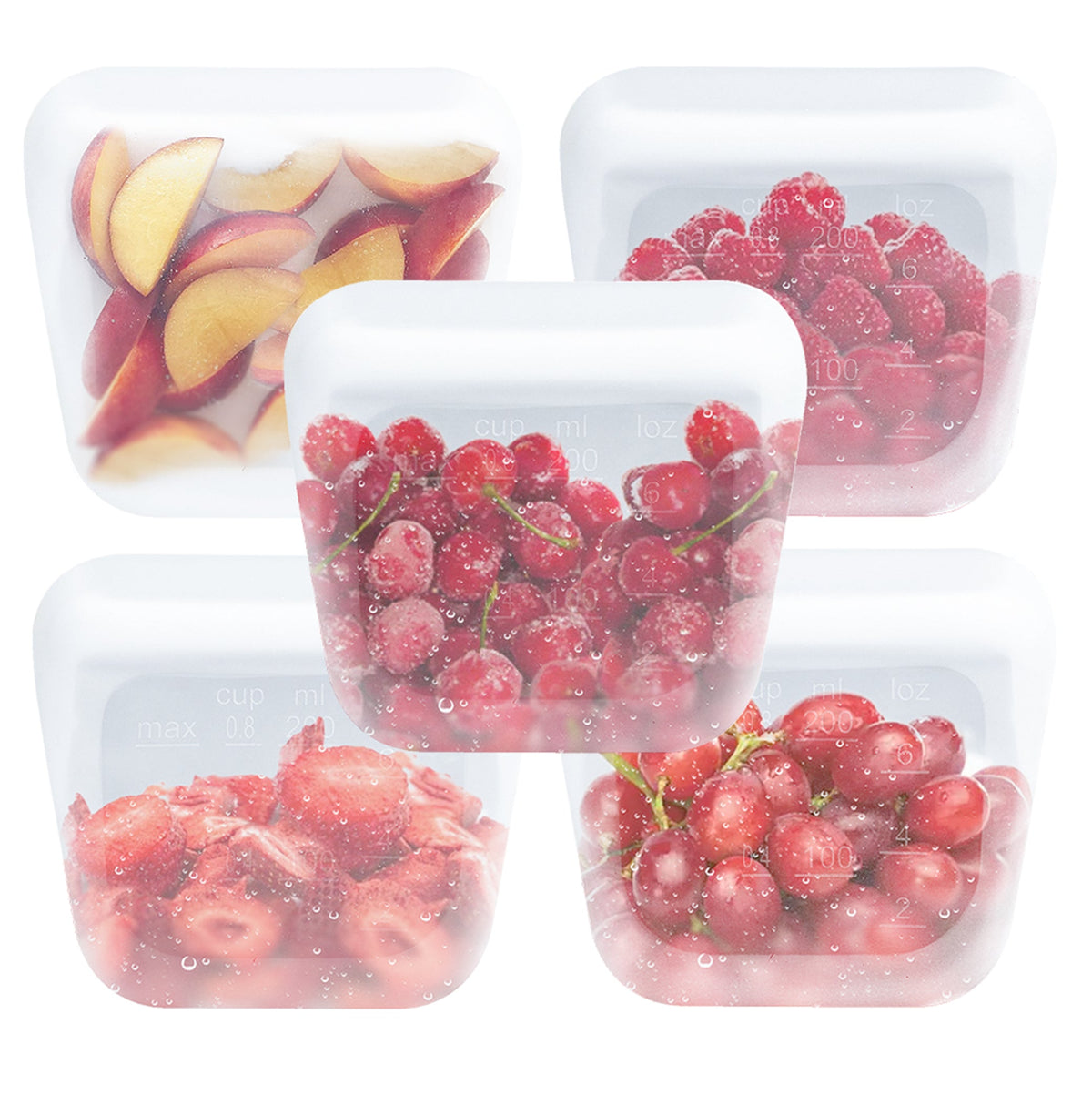 purifyou Reusable Silicone Food Storage Bags - Set of 5