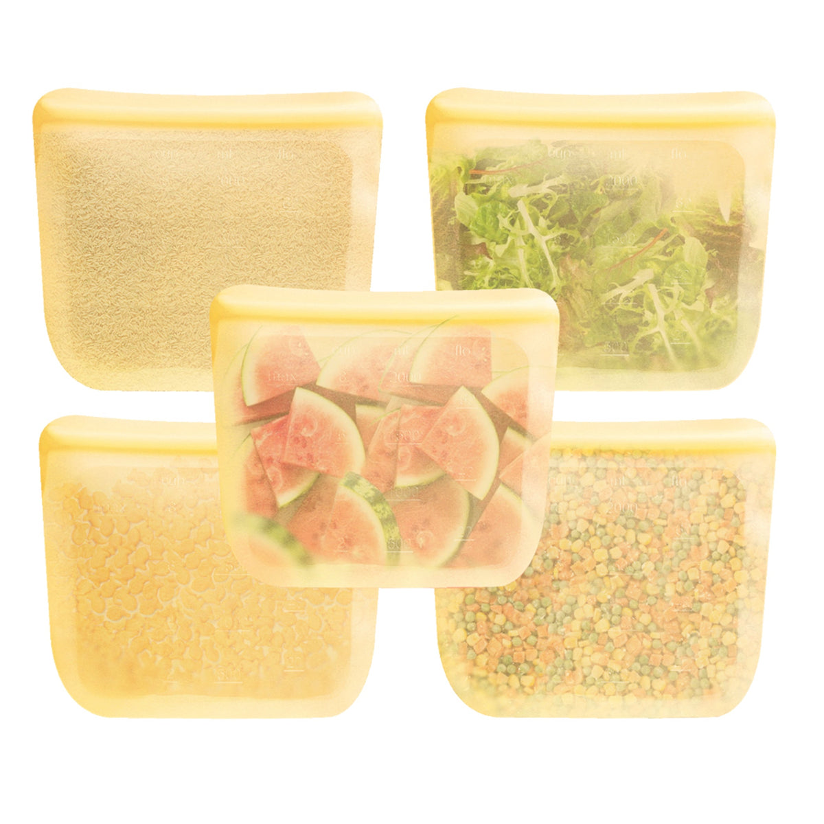 purifyou Reusable Silicone Food Storage Bags - Set of 5