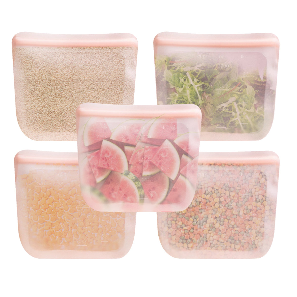 purifyou Reusable Silicone Food Storage Bags - Set of 5