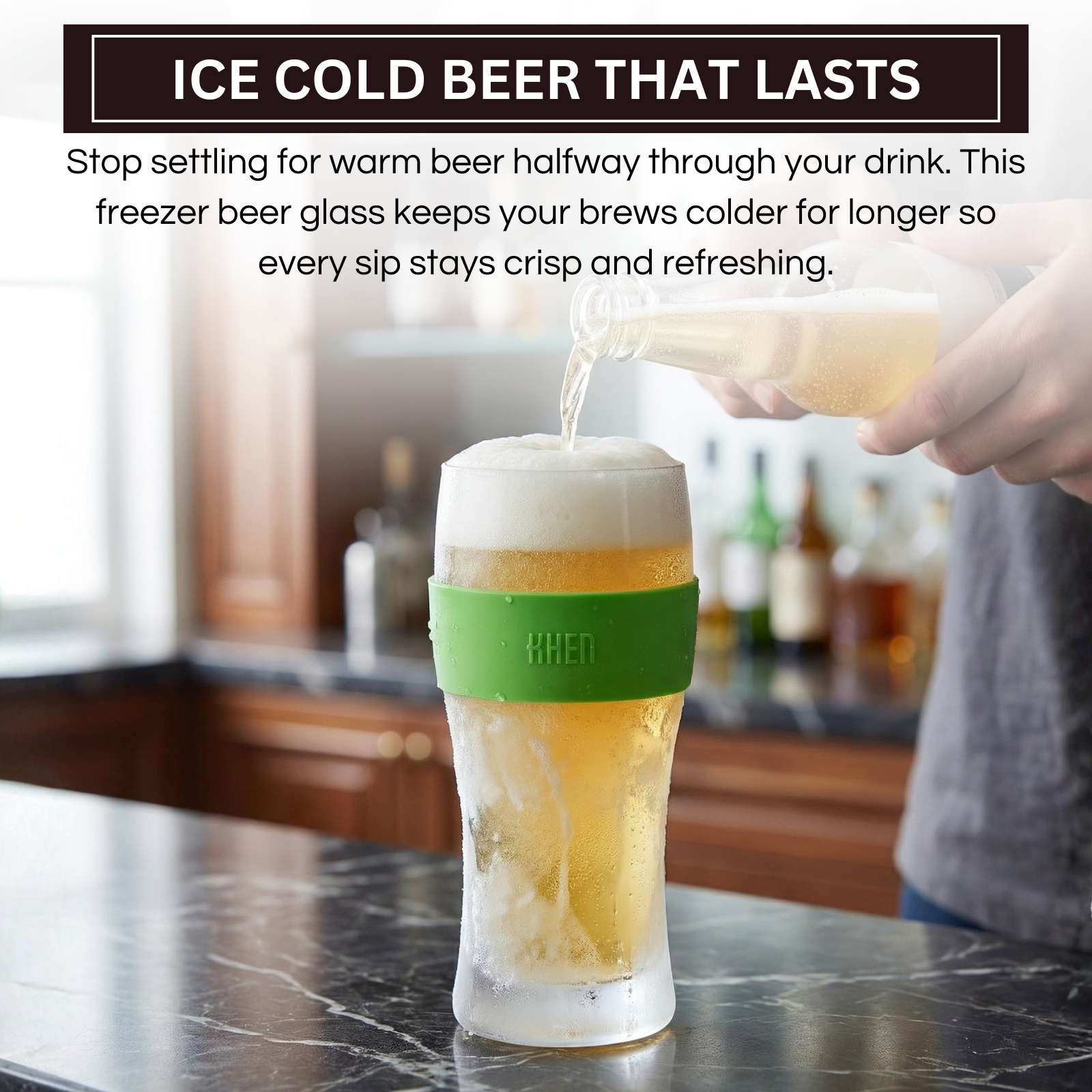 Khen Barcelona Acrylic Insulated Beer Mug | Single | 12oz | 7.8"H | Break-Resistant - Niksstuff