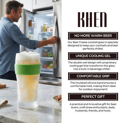 Khen Barcelona Acrylic Insulated Beer Mug | Single | 12oz | 7.8"H | Break-Resistant - Niksstuff