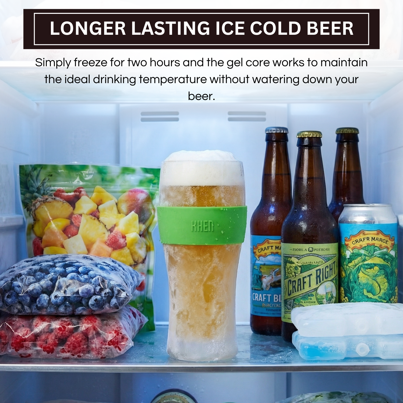 Khen Barcelona Acrylic Insulated Beer Mug | Single | 12oz | 7.8"H | Break-Resistant - Niksstuff