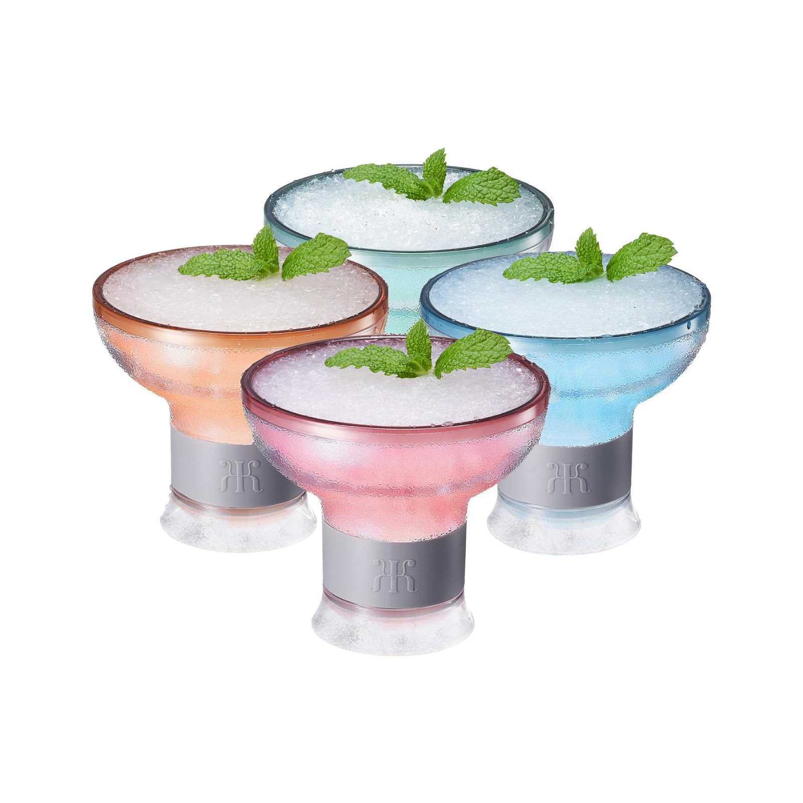 Khen Eze Frozen Margarita & Cocktail Chiller Glasses | Set of 4 | 12oz | Double-Wall | Acrylic - Niksstuff