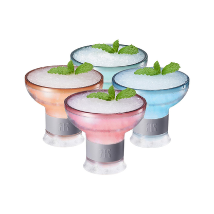 Khen Eze Frozen Margarita & Cocktail Chiller Glasses | Set of 4 | 12oz | Double-Wall | Acrylic - Niksstuff