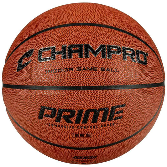 Orange PU composite indoor basketball with CHAMPRO and PRIME branding