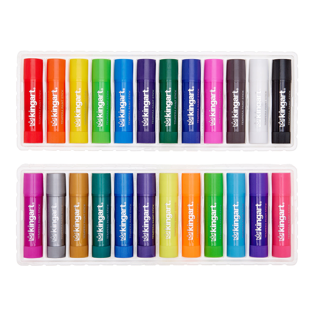 KINGART Tempera Paint Sticks - 24-Color Set, Washable & Mess-Free