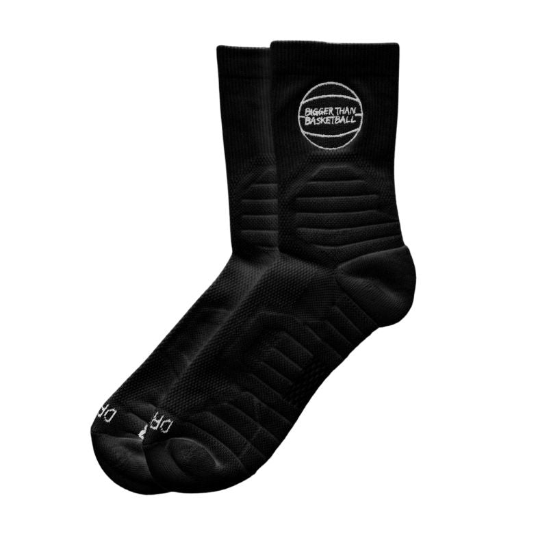 Bigger Than Basketball Performance Socks - Black | Sizes 4-14 - Niksstuff