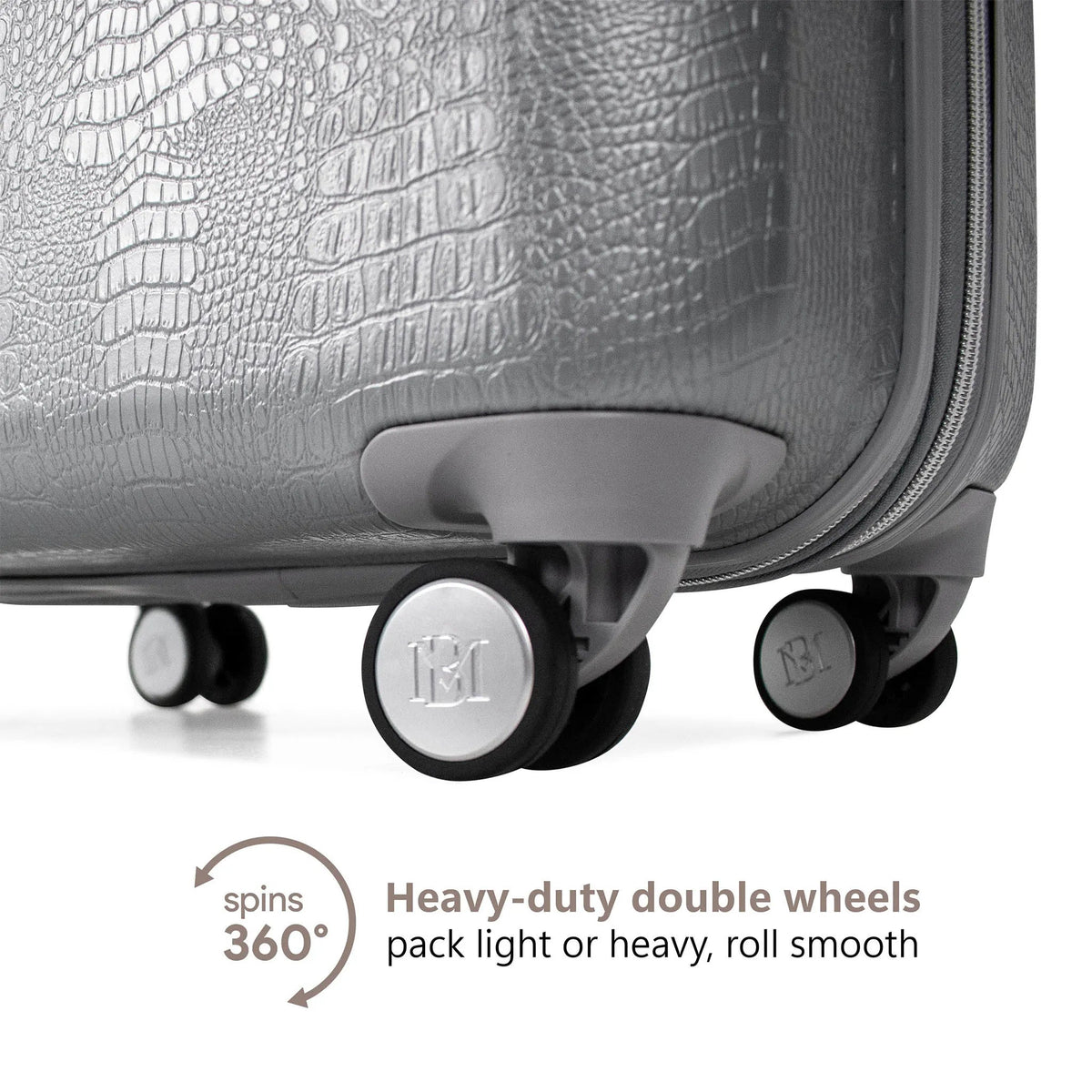 Badgley Mischka 3-Piece Expandable Luggage Set – Snakeskin Texture, 8-Spinner Wheels