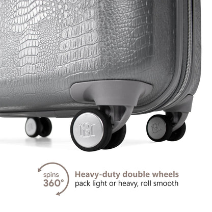 Badgley Mischka 3-Piece Expandable Luggage Set – Snakeskin Texture, 8-Spinner Wheels