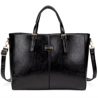 Badgley Mischka Julia Vegan Leather Weekender Bag with Trolley Sleeve – Tan & Black