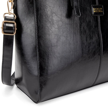 Badgley Mischka Julia Vegan Leather Weekender Bag with Trolley Sleeve – Tan & Black