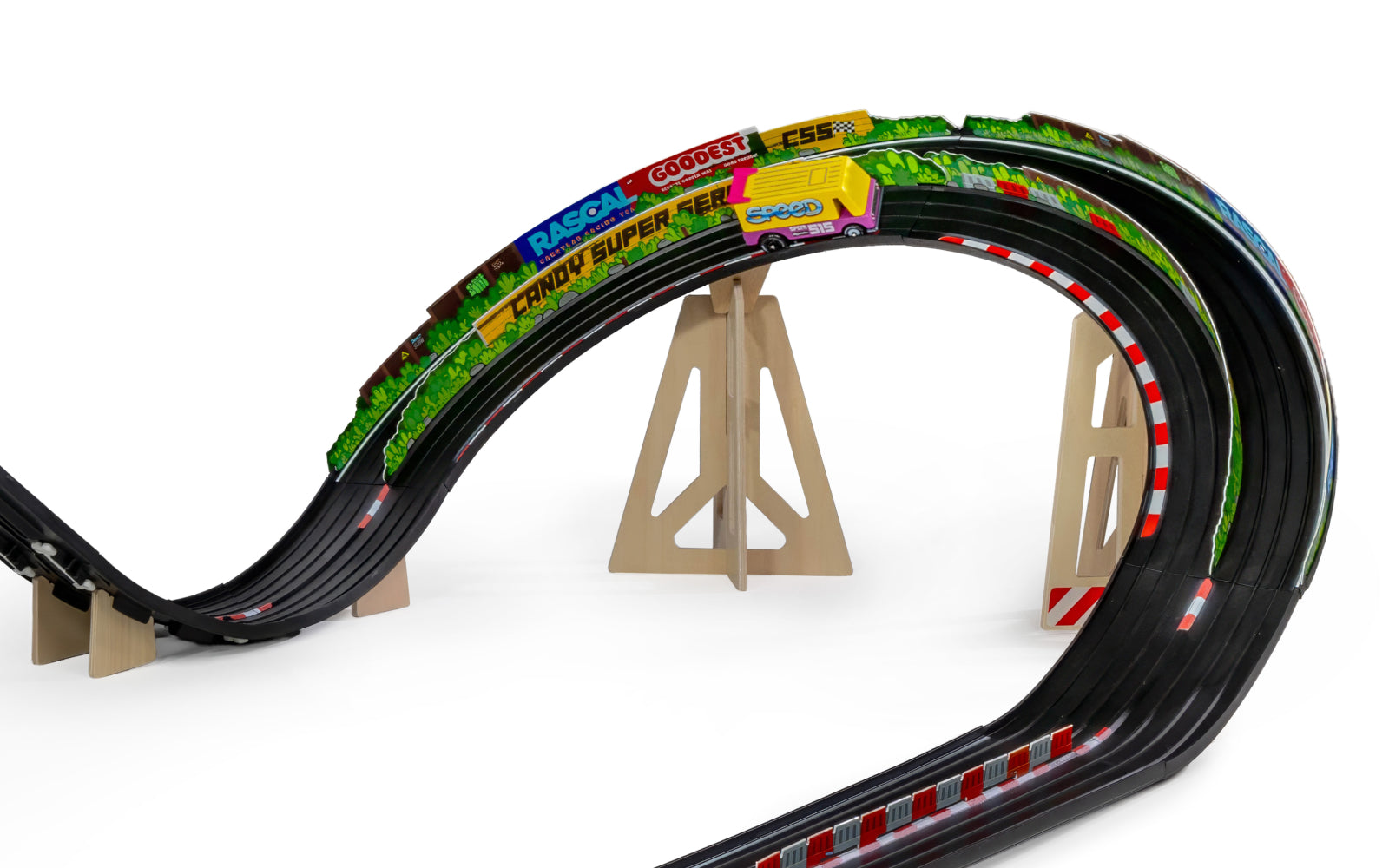 Add-On Kit: Banks | Candylab ROADWORKS Track | Banked Turn | Runs High, Stays Fast | Ages 3+ | Compatible with 1:64 Diecast - Niksstuff