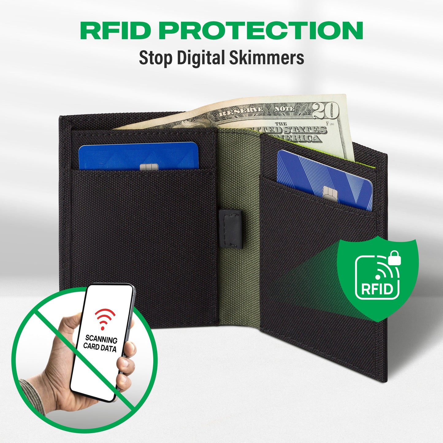 Eco Bifold Cash Wallet | RPET Recycled Fabric | RFID Blocking | COR Surf - Niksstuff