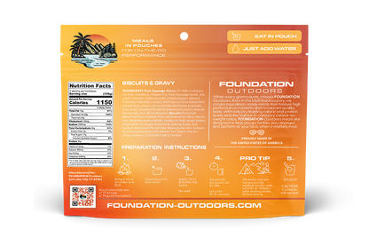 Foundation Outdoors Biscuits & Sausage Gravy Freeze Dried Meal