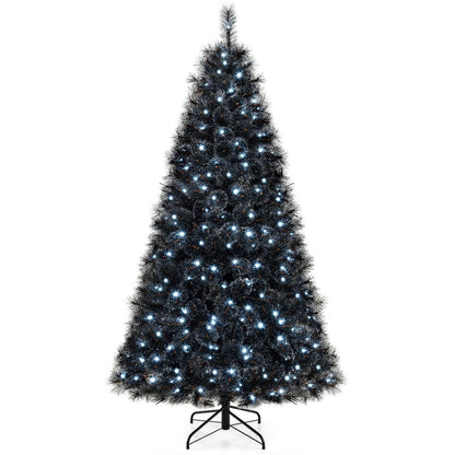 Black Artificial Halloween & Christmas Tree with Cool White LED Lights – 6 or 7 FT