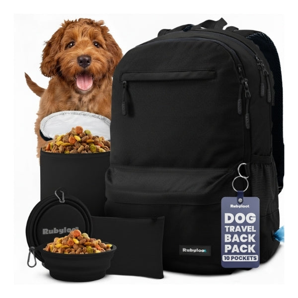 Rubyloo The Original Doggy Bag™ | Dog Supply Backpack | 6-Piece Set | 10 Pockets | 5 Colors