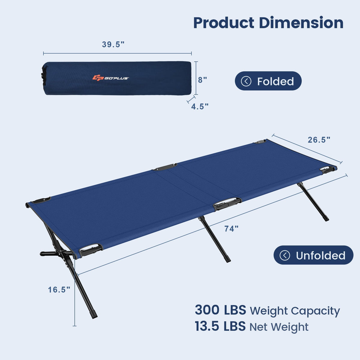 Folding Camping Cot for Adults and Kids with Carry Bag
