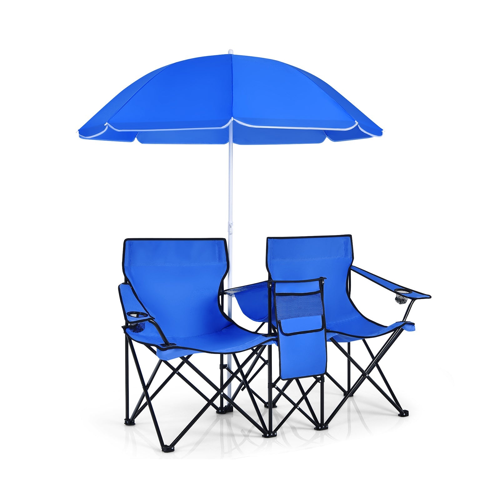 Portable Folding Double Chair with Umbrella & Built-In Cooler | 7 Colors - Niksstuff