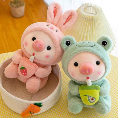 Boba Pig Stuffed Animal – Kawaii Bubble Tea Plush