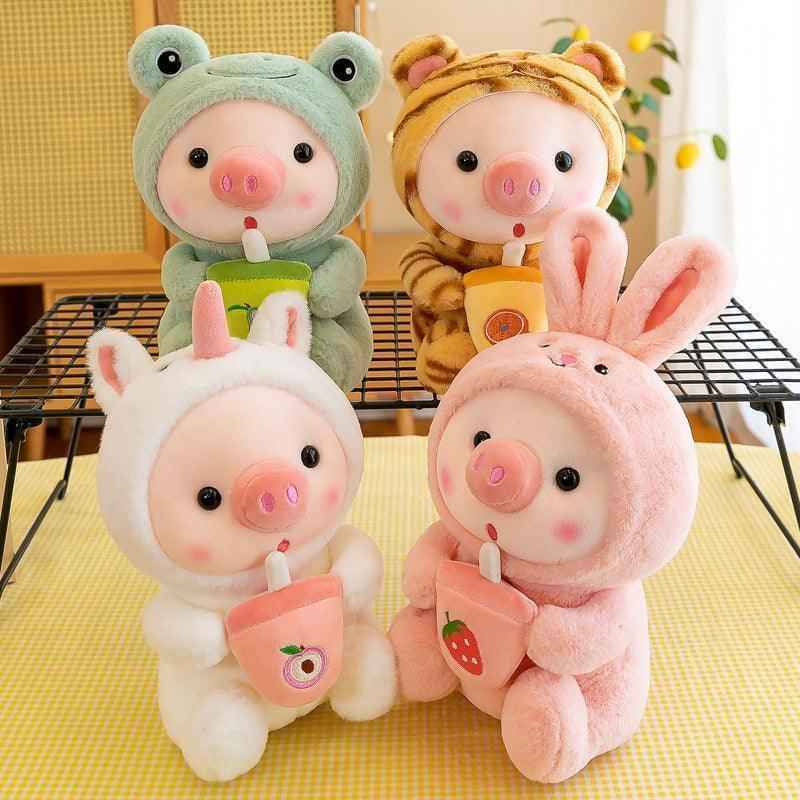 Boba Pig Stuffed Animal – Kawaii Bubble Tea Plush