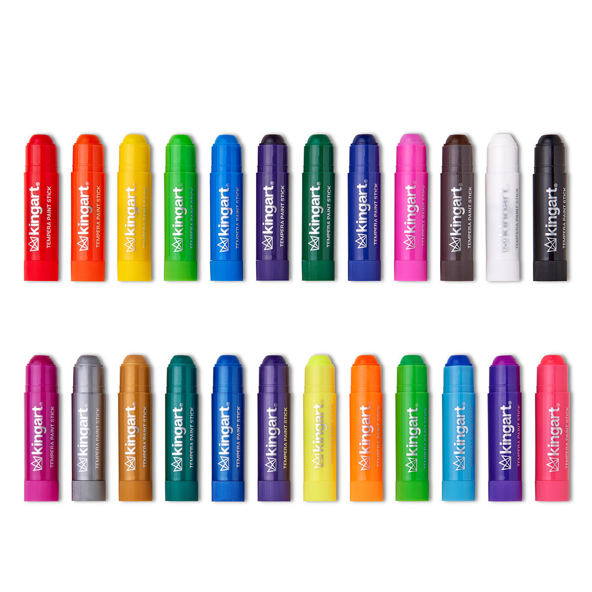 KINGART Tempera Paint Sticks - 24-Color Set, Washable & Mess-Free